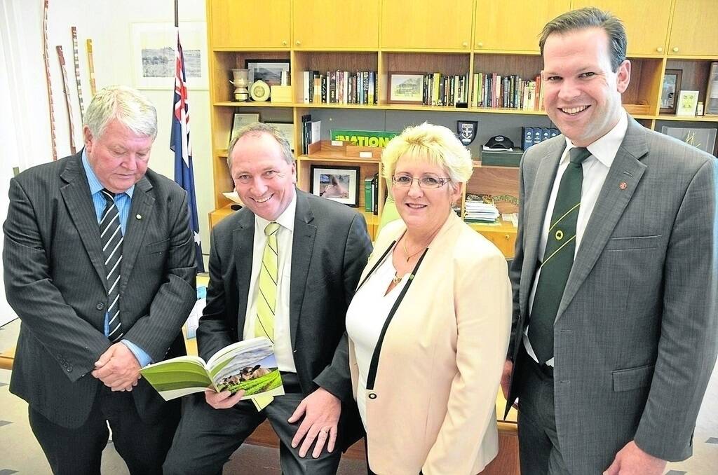 Gladstone-based Member for Flynn Ken O'Dowd, federal Agriculture Minister Barnaby Joyce, federal Member for Capricornia Michelle Landry and Senator Matthew Canavan in Canberra this week.