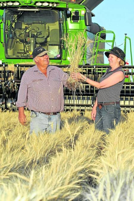 Grain growers Noel and Liz Cook, Kindon Station. <i>Picture: RODNEY GREEN.</i>