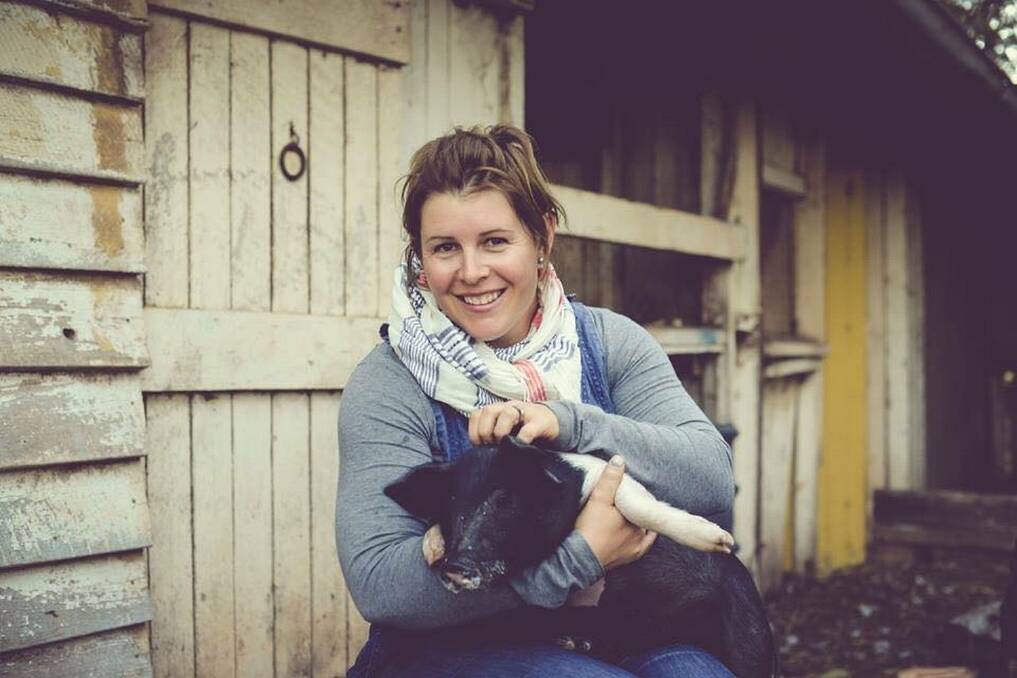 Fiona May, with Wessex saddleback boar Walter. <i>- Picture: Lucia Photography.</i>