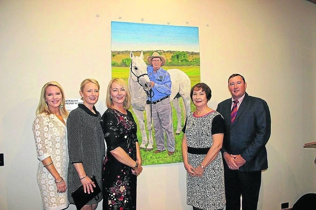 Family and friends of the late Graeme Acton gathered at the Rockhampton Regional Gallery for the unveiling of a hand woven tapestry portrait including daughters Laura Dennis, Hayley Hutton, Tory Acton. his wife Jennie, and son Tom Acton. - <i>Picture: HELEN WALKER.</i>