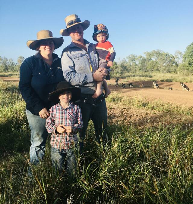 THRIVING: Bill and Larissa Holzwart, and sons Liam and Hugh, manage St Ann's Station, Charters Towers, running 1300 Brahman and Simbrah breeders.