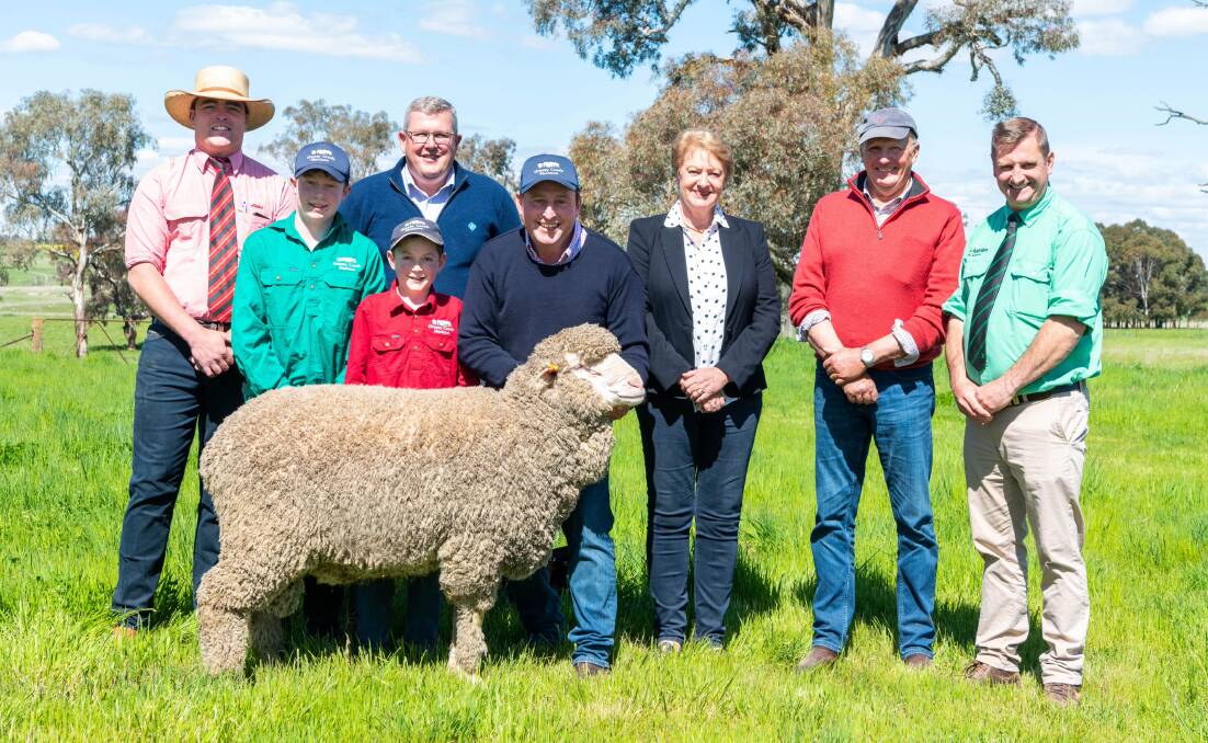 Grassy Creek's top-priced ram at its 2022 sale. He sold for $23,500 to the Hallam family, Gunning. Picture supplied