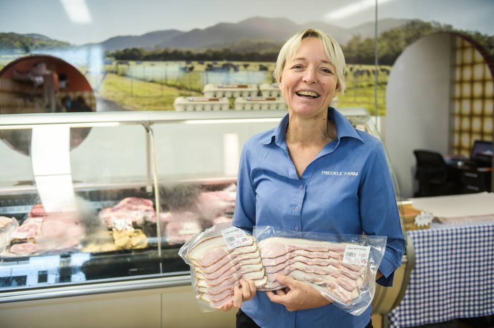 Deb McLucas, Freckle Farm, in the family's new butcher shop which has been a huge success in Mackay. Photo - Kelly Butterworth. 