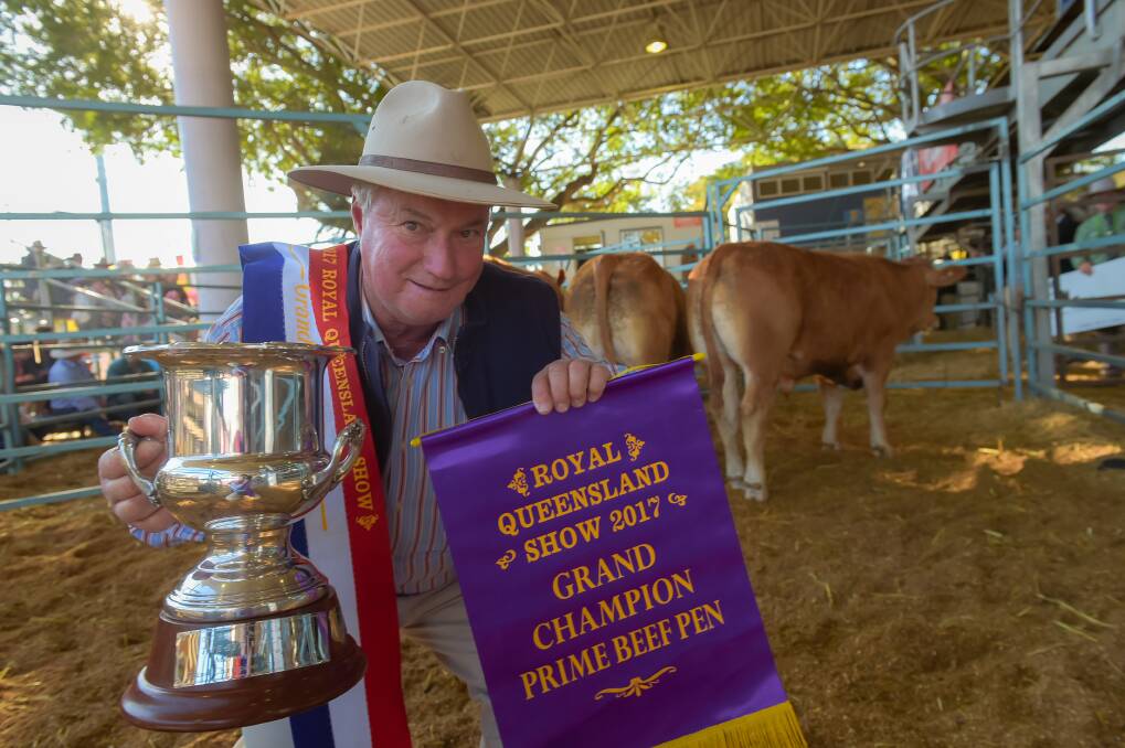 Top spot: Tom Surawski, Mountain View, Boonah, finally took home the grand champion prime beef pen award after 25 years in attendance at the Ekka.