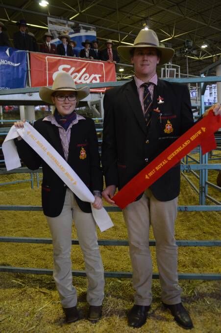 Ribbon win: Mackenzie Leeson, Moura, and Ben Niven, Gladstone, were representing Rockhampton Grammar School in the RNA young judges final when they won third and second places respectively.