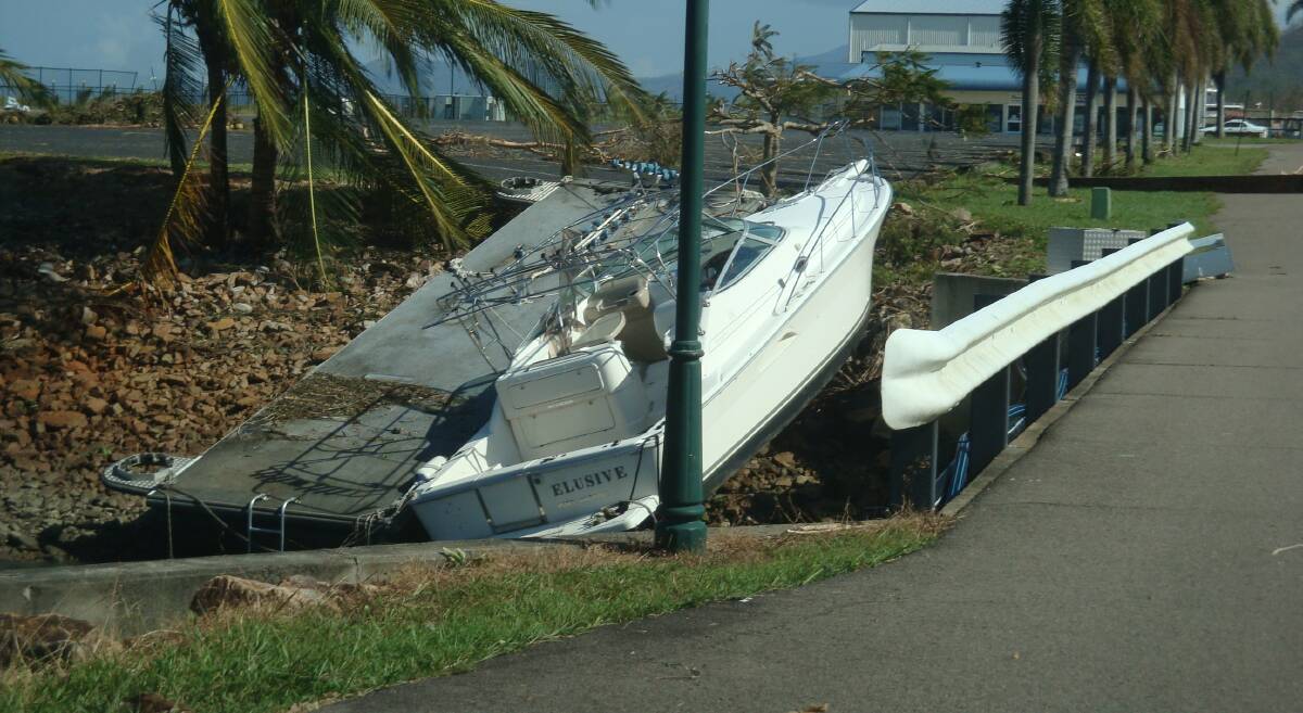Vessels at Port Hinchinbrook were pulled from their moorings. Picture: Jeff Snell
