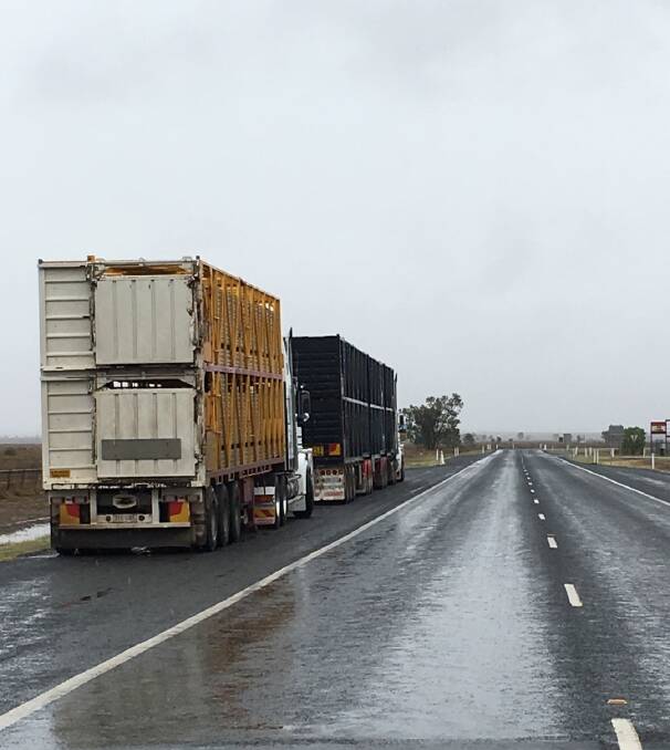 Standing still: Heavy rain in the catchment caused the Warrego Highway to close west of Mitchell on Wednesday.