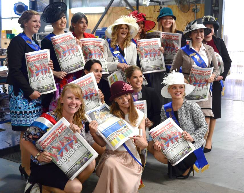Finalists in the 2014 Queensland Country Life Showgirl competition visited the Queensland Country Life head office to learn how 'the bible of the bush' is produced. Picture: Queensland Country Life