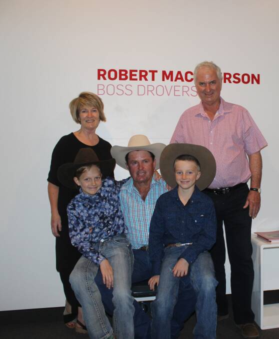 Roz and Campbell Brownlie with Boss Drover Bill Little and his children Cardea and William. Picture Helen Walker