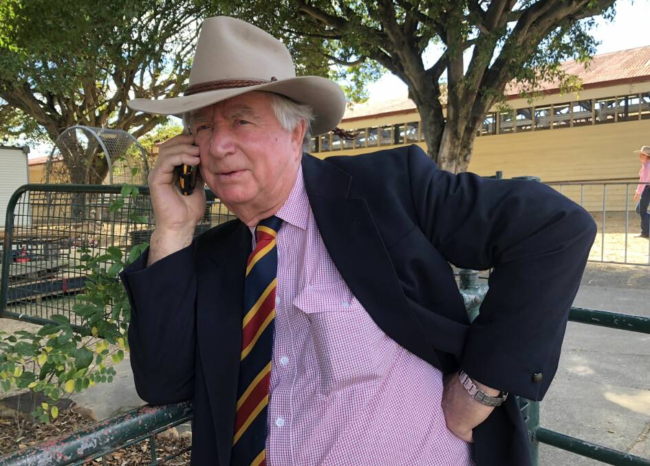 Not slowing down: Business always comes first for Henry Leonard, Leonard and Co, Goondiwindi, even while attending the 2019 Royal Queensland Show. 