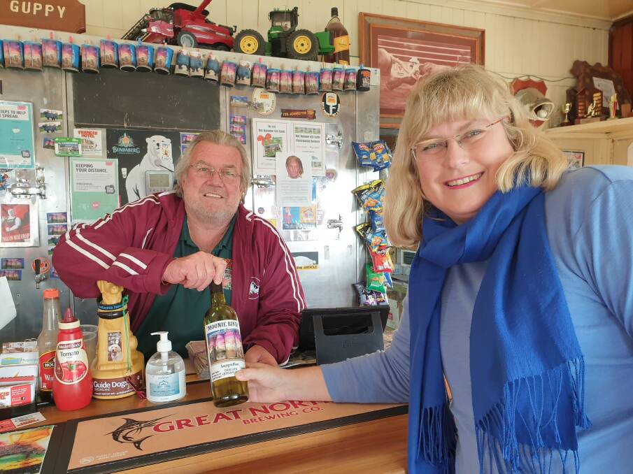 Member for Warrego Ann Leahy with Bryan Guppy publican of the Francis Hotel, Thallon. Ms Leahy recently toured with Thallon and Mungindi communities as part of her electorate and is urgently seeking a meeting with the Health Minister Dr Stephen Miles. 
