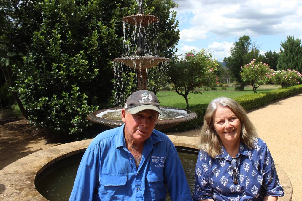 Peter and Colleen Lindores in their garden at Melrose Station. 
