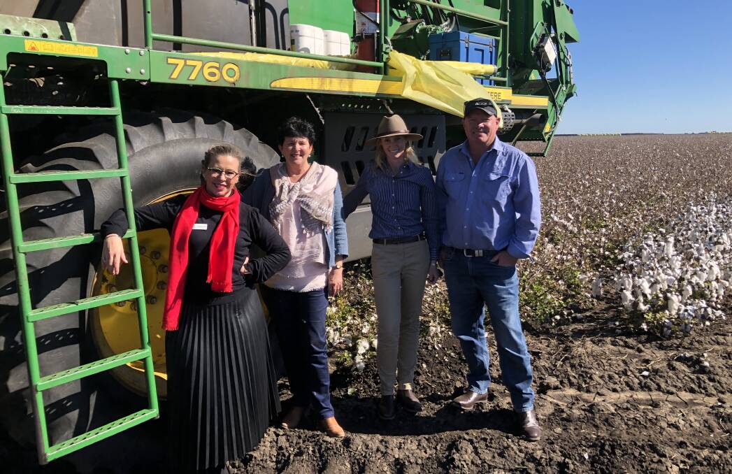 Farm visit: Toowoomba councillors Melissa Taylor, Nancy Sommerfield and Rebecca Vonhoff with Cotton Australia Darling Downs regional manager Rob Crothers.