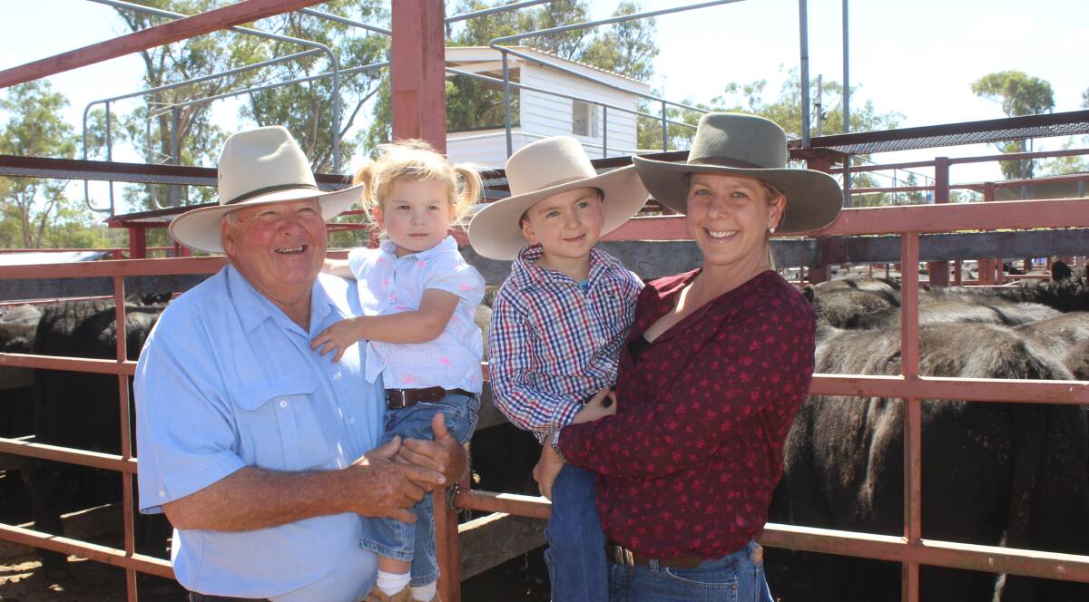 John Smith, Glenayre, Woodenbong, NSW with his daughter-in-law Jessica, Wattle Glen, Woodenbong, NSW and grand children Jack and Bobbie were over the moon with their sale result.