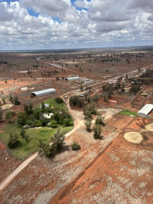 The dust has finally settled at Secret Plains, St George after the Southern family received 56mm of beautiful rain. Picture taken by Jack Southern from his helicopter o Monday morning.
