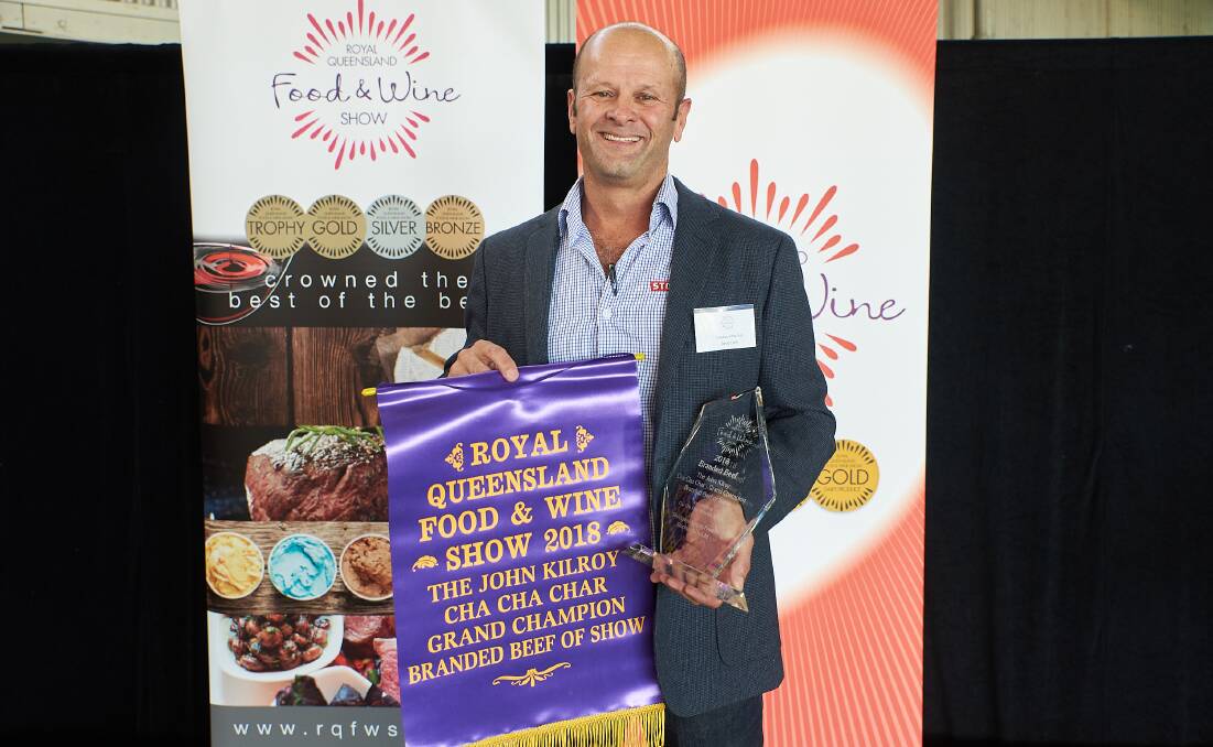 David Clark, Stockyard Beef accepts the Stockyard Beef grand champion branded beef of the show award at the Royal Queensland Food and Wine show.