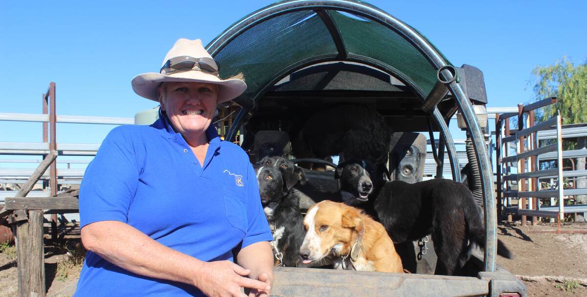 Fiona Skinner with some of her working dogs which form a very important part of her management strategy. 