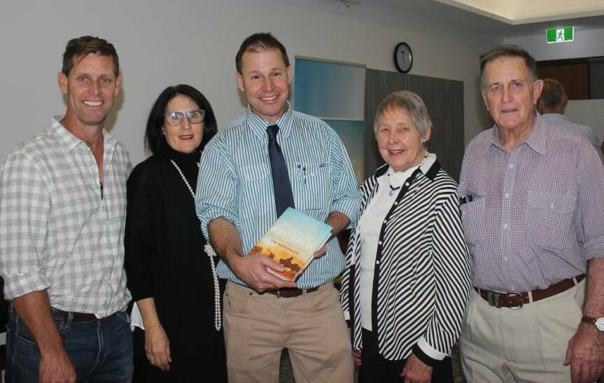 Brother David, and wife Jo-Anne, author the late Tim Borthwick with his late mother Jan and Bill Borthwick at the launch of Waltzing Australia held in Toowoomba last September. Picture: Helen Walker