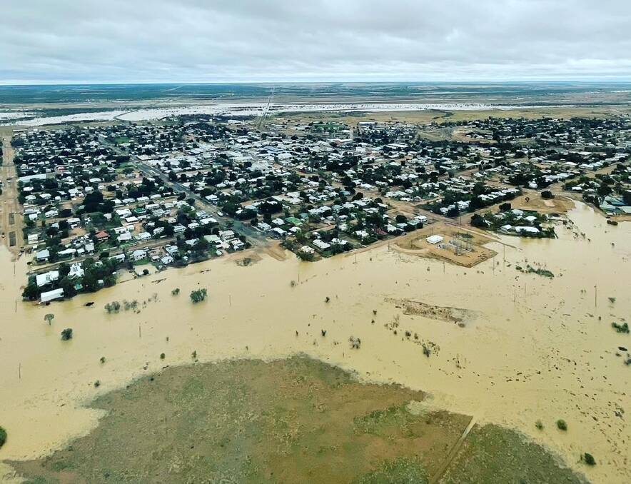 The Thomson River channels at Longreach overflowed into Gin Creek recently and BoM is predicting substantial rainfall likely to fall again over several days in the central west starting from Tuesday. Photo Chris Kirk.