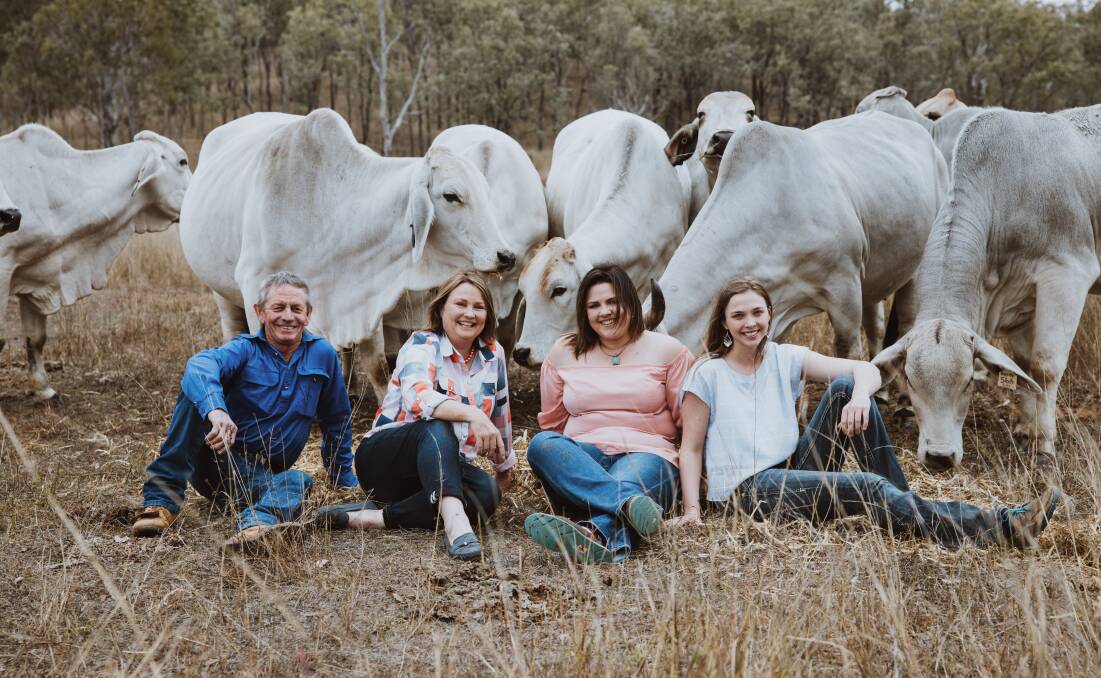 Becky (second from left) with her partner Brad Kielly, and her daughters Cassie and Nanci run cattle on 345 hectares of black soil river flat at Dululu. Picture: Supplied 
