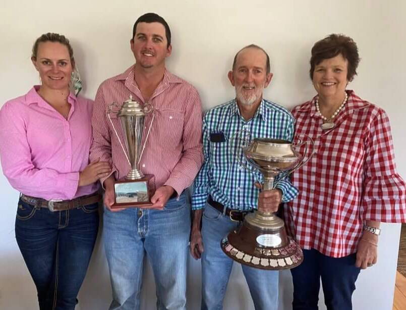 Lauren McKinnon, Bryce, Tony and Sharon Fernie, Boombah Cattle Co, Dingo, claimed the Chas P Ward Trophy for their champion grass-fed pen and the Redbank Trophy for their champion grass-fed carcase.