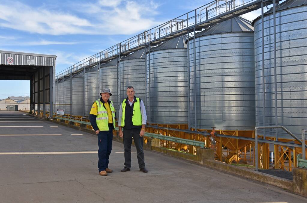 Pacific Seeds processing and warehousing manager Angus Rathie and sales manager Brad Jamieson at the processing plant in Toowoomba. Picture - Hayley Kennedy.