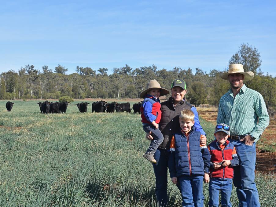 Louise and Greg McMahon with their boys Vincent, 2, Mitch, 7, and Hugo, 5, The Haven, Drillham. 