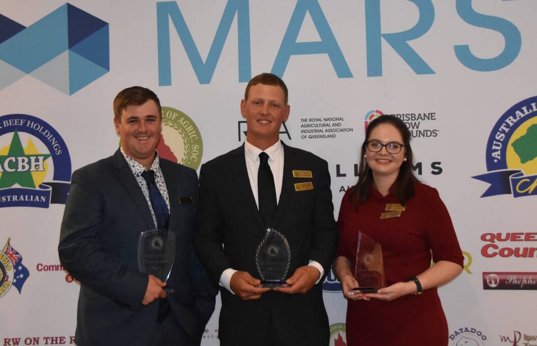 Community Spirit Award recipient Matthew Castino, Marsh Queensland Rural Ambassador Myles Newcombe and runner up Brianna Hockey.