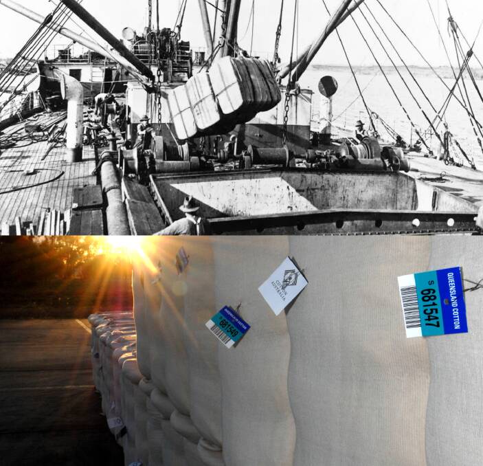 Many things have changed within the cotton industry since Queensland cotton was loaded onto the SS Westmorland bound for Liverpool, England in July 1921, but some traces of history can still be seen today. (Top image supplied by Cotton Australia.)