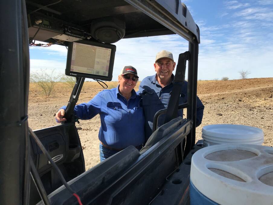 Barry and Heather Storch with the Trimble Ez-Pilot Assisted Steering System and Trimble FMX display screen from Vantage NEA installed in their Polaris side-by-side. Picture: Amelia Williams.