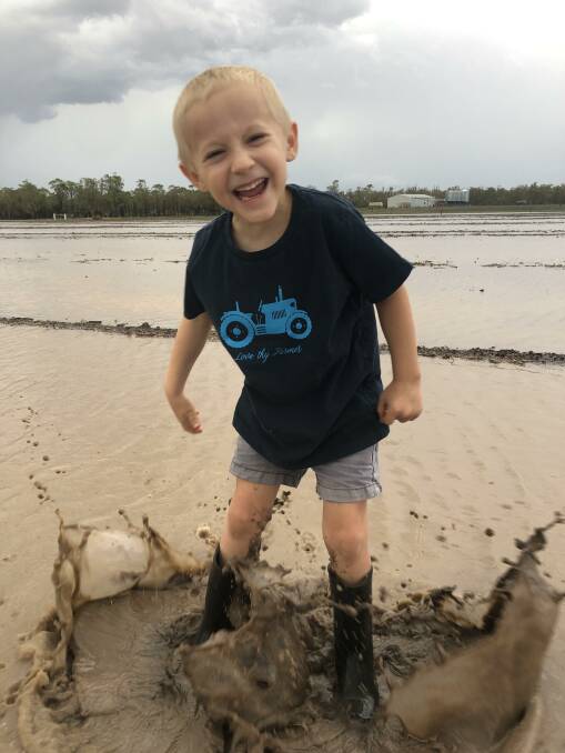 Many adventures: Dalby's Patrick Commens, 5, showing off a Love thy Farmer shirt.