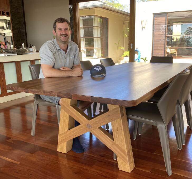 Jason Porter, Porter and Wood, is using hardwood from old barns on neighbouring farms at Cecil Plains to build recycled timber tables.