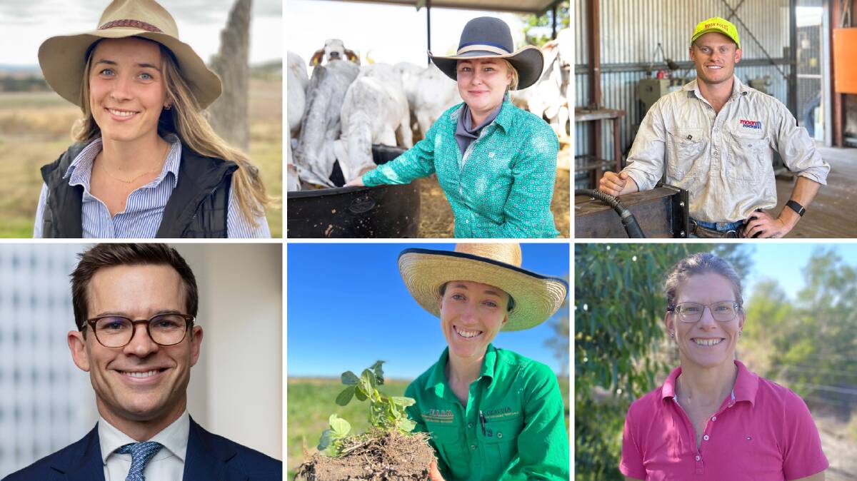 Clockwise from top left: Sally Higgins, Kylie Braes, Jacob Moon, Phillipa Jones, Claudia Benn and Ben Poschelk. Pictures: Nuffield Australia 