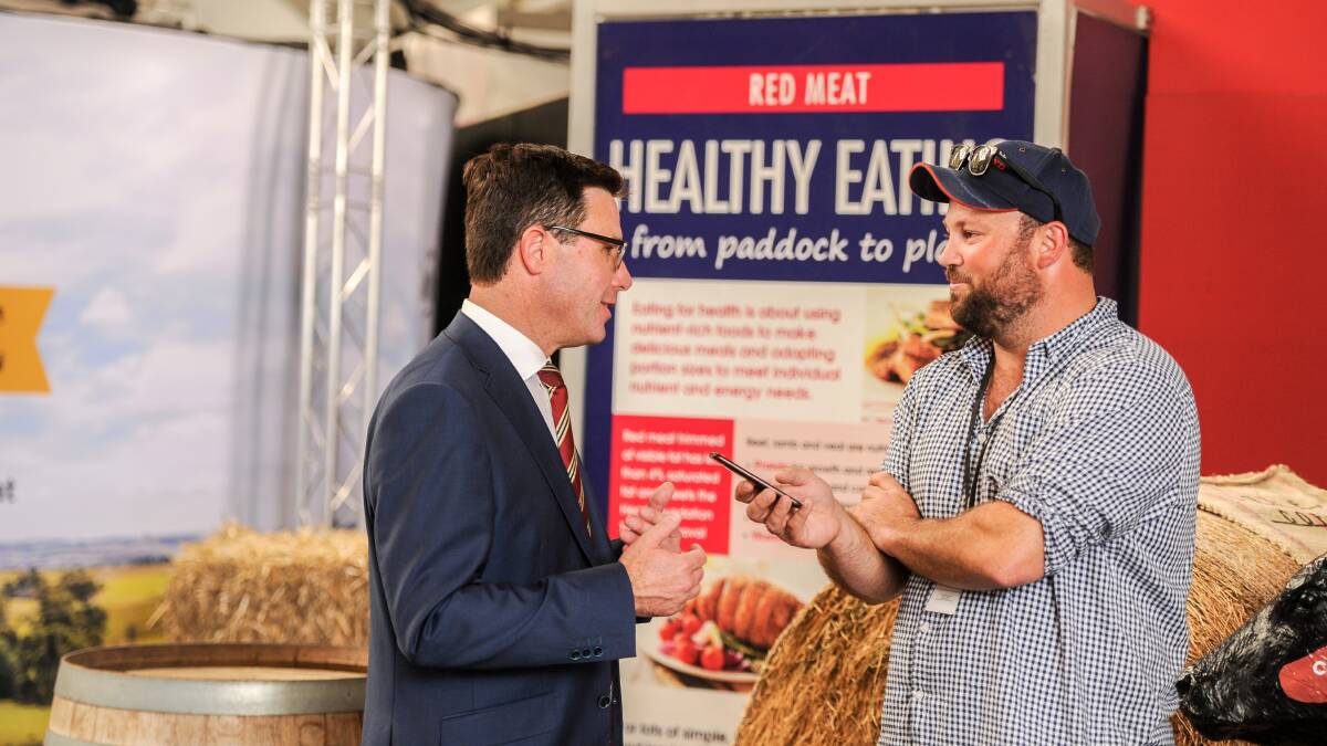 Billy Jupp (right) interviews David Littleproud at the Sydney Royal Easter Show. 