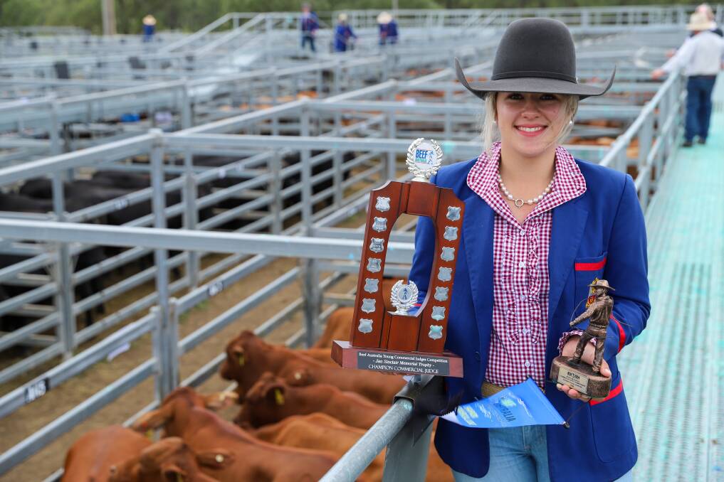 Downlands College's Georgia Lynch has taken out the Beef 2024 commercial young judges competition at CQLX Gracemere. Picture: Lucy Moore 