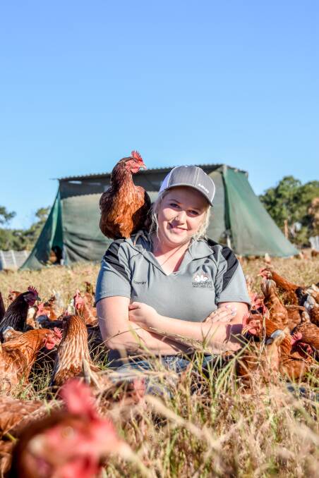 Bundaberg's Courtney Fleming is now running her own pasture fed egg business. Pictures: Lucy Kinbacher