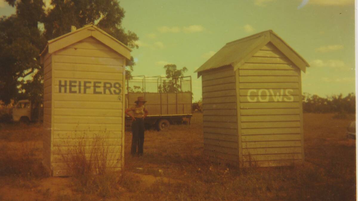 The new Tooloombilla Toilets taken in 1972. Melva Cavanaugh is pictured after painting them. They were installed by Tony Hogarth and Ken Cavanagh.