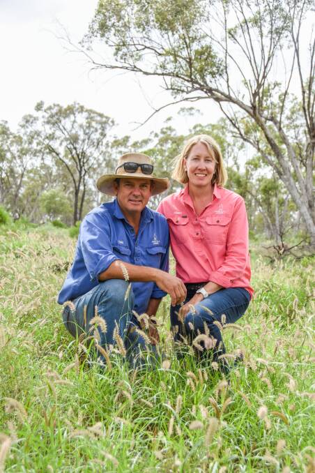 David and Louise Winten, Angellala Downs, Morven, in an area of their property which was thinned and now allows for both a productive balance of pastures and vegetation. 