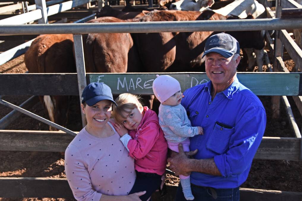 Meika, Elly, Lara and Gavin Burey, Maree Downs, Muckadilla, sold eight steers at the Roma store sale, which were owned by Mr Burey's four granddaughters. 