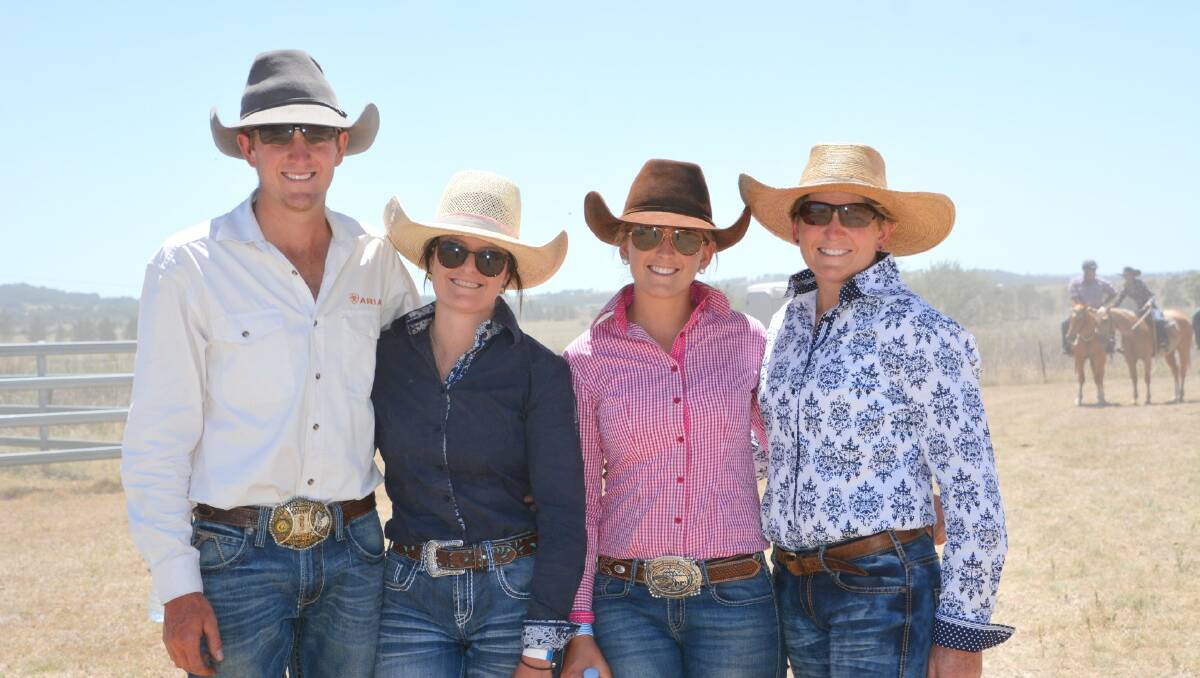 James Moorhead, Bianca Grob and Kate and Tania Moorhead at the Pittsworth Campdraft in 2020. Picture: Melinda Campbell 