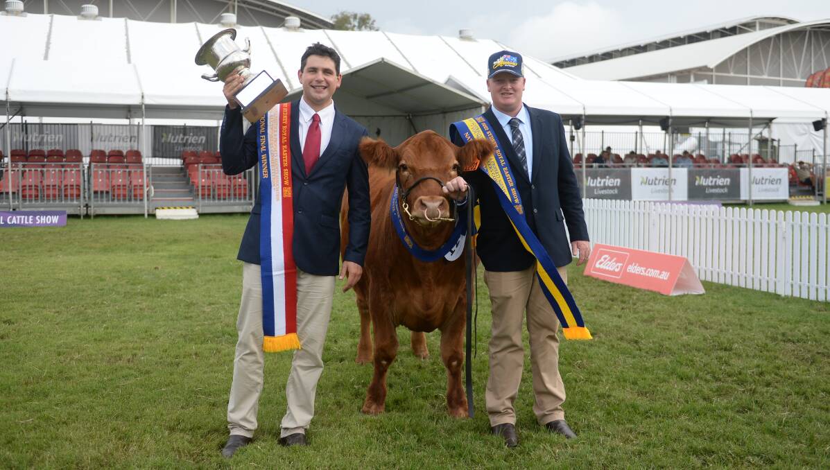 National Young Auctioneers Competition winner Will Claridge of Inverell, with runner up Corey Evans, Kingaroy. Photo: Kate Loudon