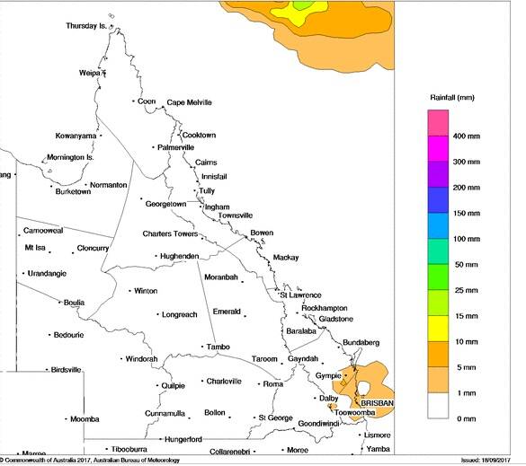 Forecast rainfall for this Friday in Queensland. Picture: BOM