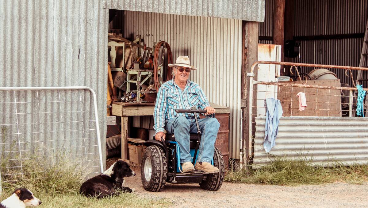 Brian Bargenquast and his 'Zoomer segway, which has allowed him to attend bull sales and field days since obtaining it about 18 months ago. Pictures: Lucy Kinbacher
