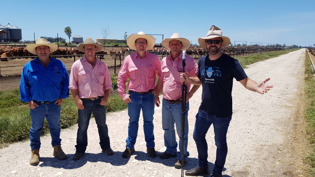 The Elders team and Tim recording a demo at Talbingo Feedlot.