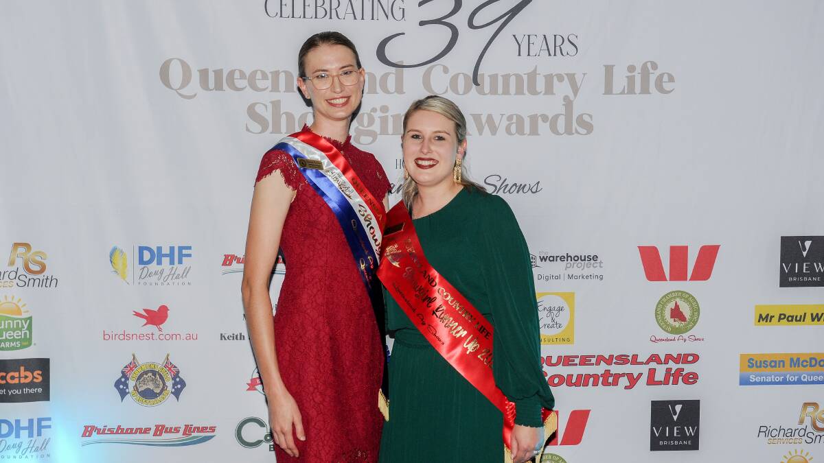2021 Queensland Country Life Showgirl winner Brittany Kugel with runner-up Cheneya Vetter. 