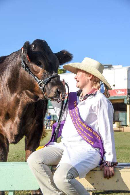 Stephaine Flint of Murgon High School after claiming the title of champion school parader at the Royal Queensland Show on Monday. Pictures: Lucy Kinbacher