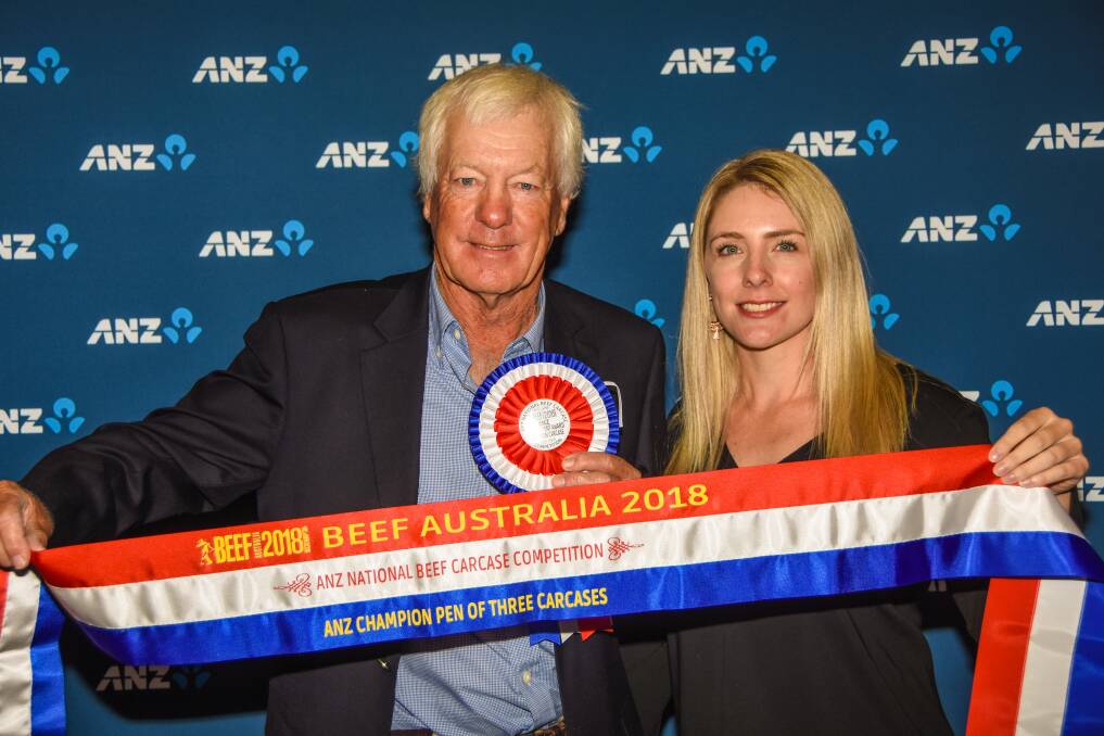 Bruce Campbell and daughter Bryden Campbell, Cooara, Keysbrook, Western Australia won grand champion carcase in Beef Australia 2018 ANZ National Carcase Competition on Tuesday. Photos: Lucy Kinbacher