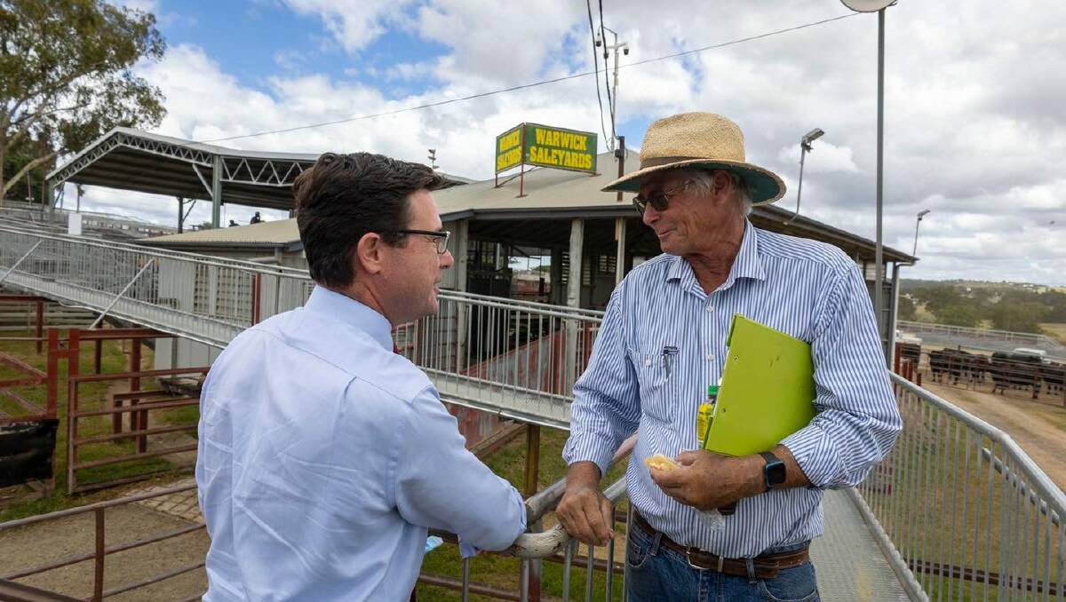 David Littleproud chats with attendees at the Warwick saleyards upon announcing new funding. Photos: David Littleproud MP 