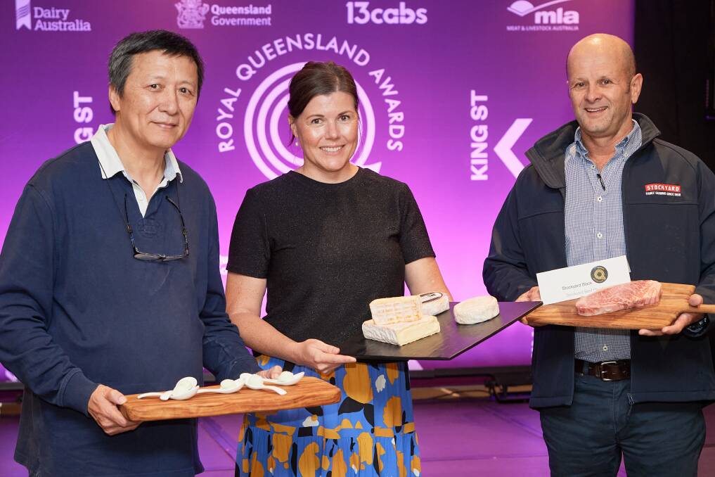2022 RQA Queensland winners Yue Lin, Beth O'Leary and David Clark. Picture: Supplied 