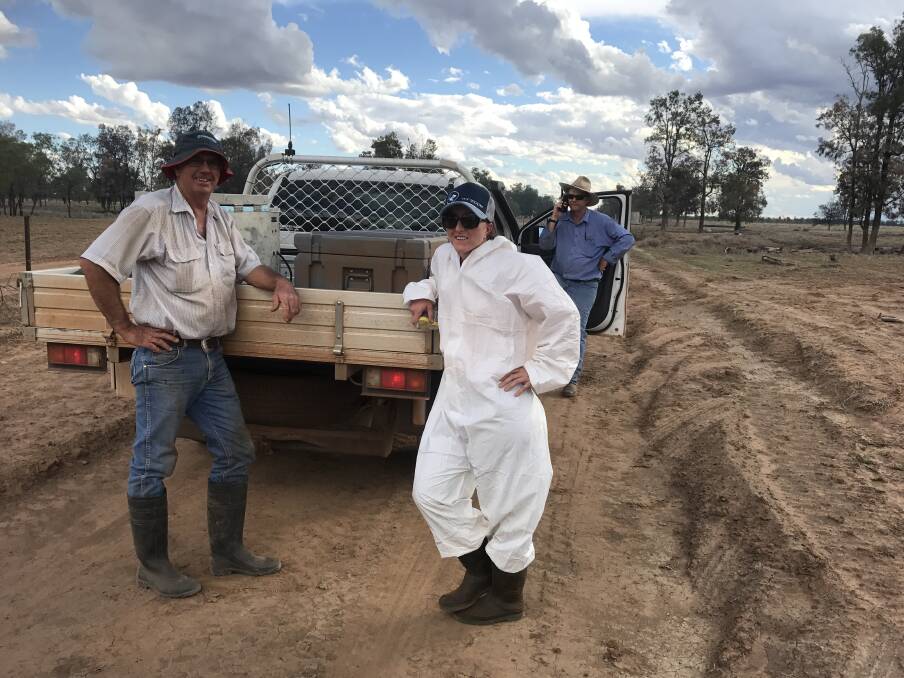 Biosecurity Officer Clint Whitaker, Veterinary Officer Linda Forster and Principal Biosecurity Officer Craig Thomasson at the first case. Picture: Supplied